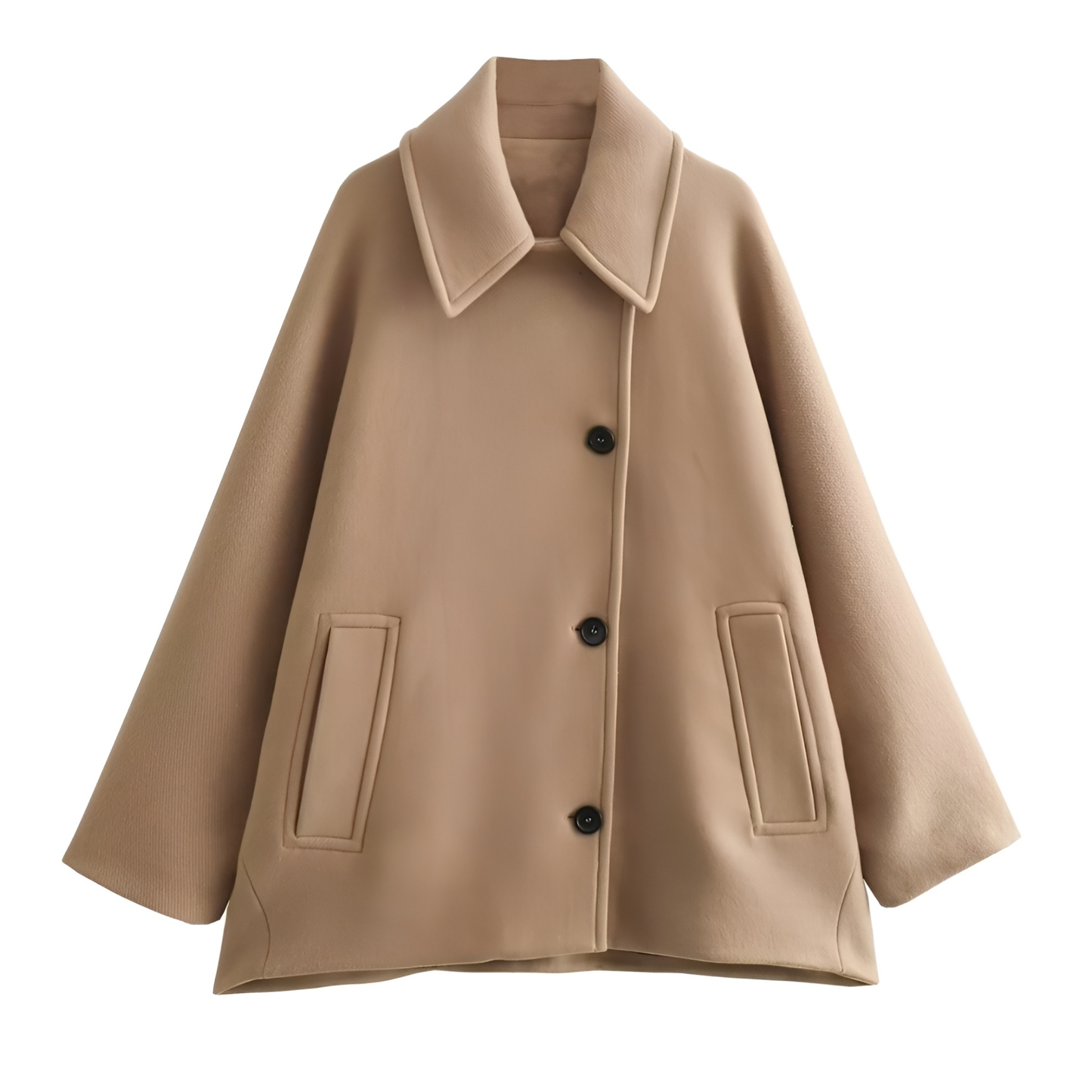 Manteau ample en laine camel avec col classique